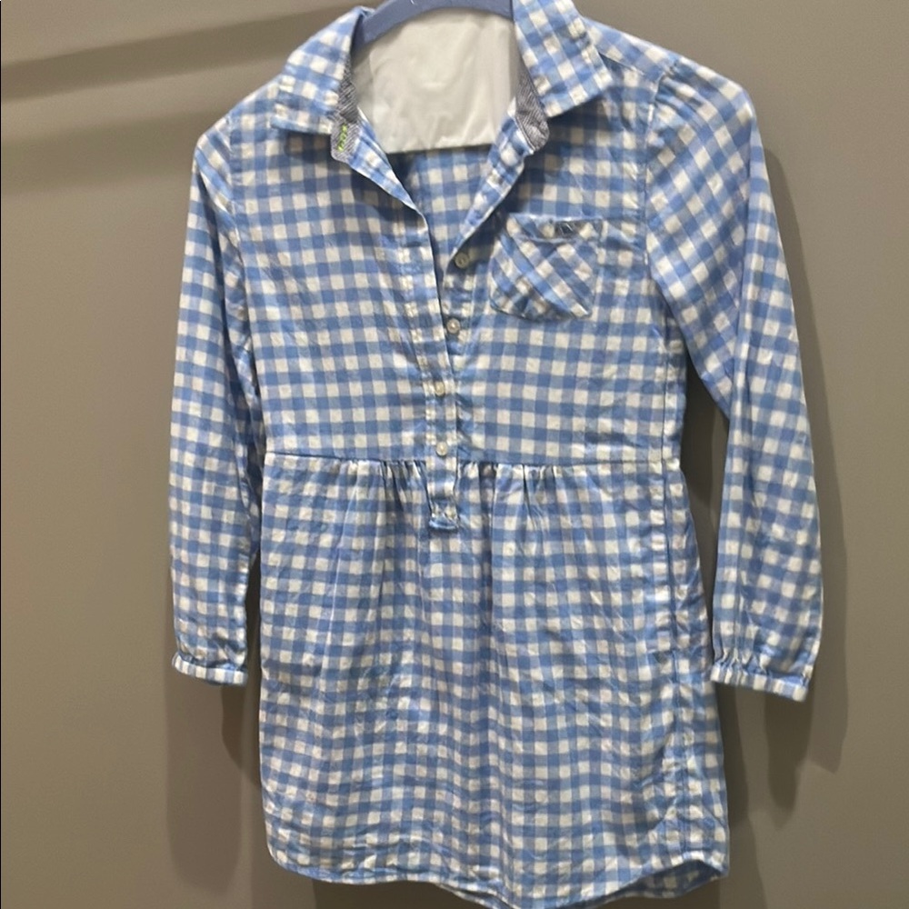 Vineyard Vines Blue Checkered Girls Dress